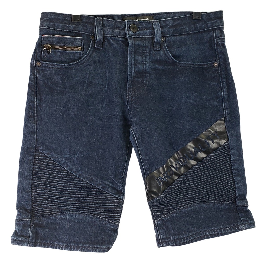 Cult of Individuality 68A4-SM45A Shorts Mens 31 Blue Moto Biker Streetwear Urban